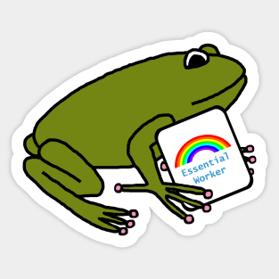 Frog with Worker Rainbow Essential Employee Meme Sticker